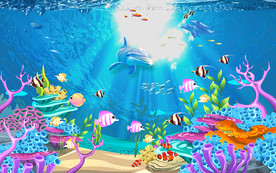 3D卡通海底世界背景墙