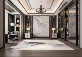 新中式卧室靠床背景墙 空间设计