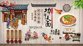 功夫面背景墙