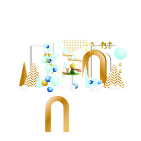 白金色主题签到迎宾舞台设计图片