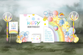 马卡龙色系签到迎宾舞台设计图片