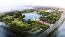 城市公园景观设计 鸟瞰效果图