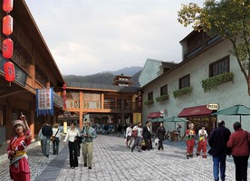 旅游古镇商业古街效果图