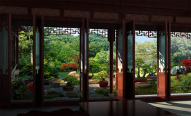 中式别墅院子效果图