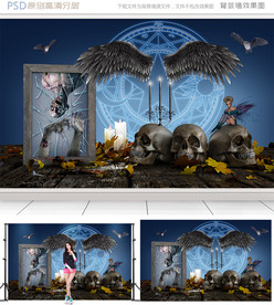 3D黑暗恐怖网红背景墙