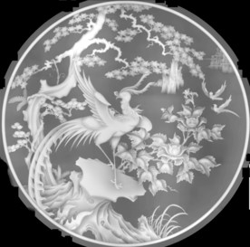 凤凰牡丹 灰度图