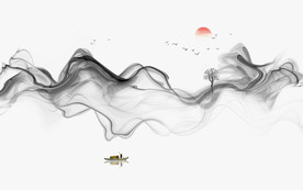 中式水墨山水画