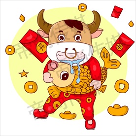 牛年门画牛年门贴卡通牛