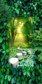 树林景观路客厅过道3D玄关