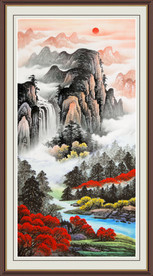 源远流长 旭日东升 山水画