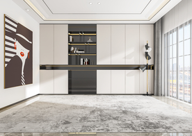 现代轻奢黑白灰客厅沙发背景墙