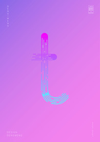 创意小写字母t渐变海报艺术