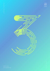 创意数字3渐变海报艺术