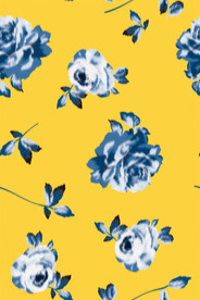 蓝色玫瑰数码印花布