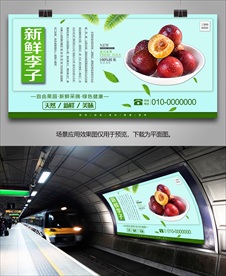 新鲜李子单页展板挂画易拉宝展架