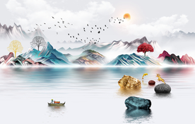石来运转山水背景