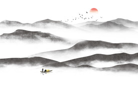 意境水墨山水画