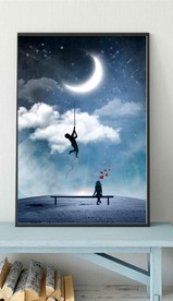 北欧风太空情侣玄关装饰画