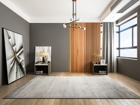 极简现代卧室木纹背景墙