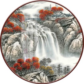 新中式鸿运当头圆形装饰画图片