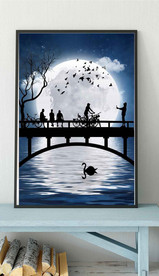 现代风自行车旅行剪影玄关装饰画