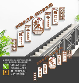 老年活动室楼梯文化墙