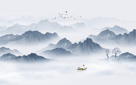 中式水墨山水画