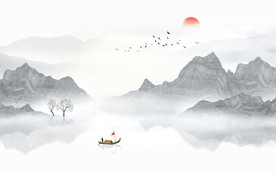 中式水墨山水画