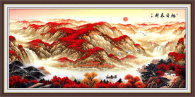 旭日东升山水画