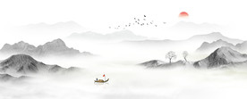 巨幅中式意境水墨画