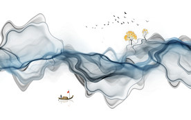 中式水墨山水画