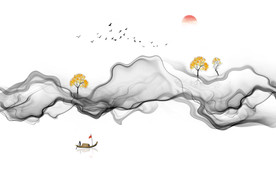 中式水墨山水画