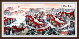 旭日东升国画大好河山风景画