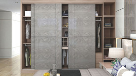 全屋定制镶金条板式卧室衣柜移门