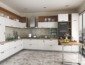 全屋定制简约板式厨房橱柜图