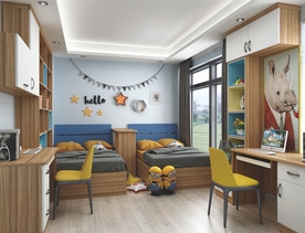 全屋定制简约板式卧室儿童房图