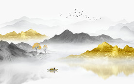 中式水墨山水画