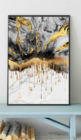 水墨烁金抽象金色油画玄关装饰画