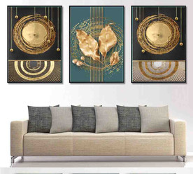 烁金抽象金色几何油画装饰画