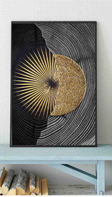 现代烁金水墨金色年轮木纹装饰画