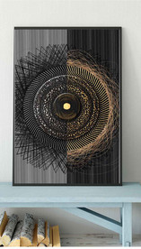 现代烁金抽象几何油画玄关装饰画