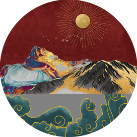 圆形山水装饰画