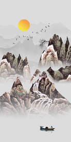 山水玄关装饰画