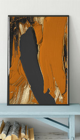 爱马仕抽象金色油漆油画装饰画