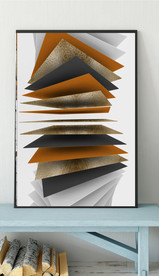 爱马仕现代抽象立体几何装饰画