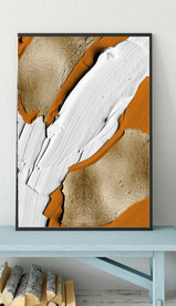 爱马仕抽象金色油漆油画装饰画