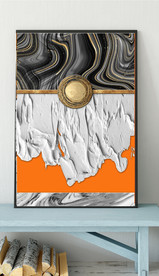 爱马抽象金色油漆油画玄关装饰画