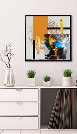 北欧抽象金色几何油画玄关装饰