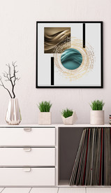 北欧抽象金色几何油画玄关装饰