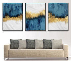 北欧风抽象金色水墨玄关装饰画